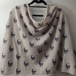 SKULL CASHMERE INFINITY SCARF, Wheat/Black